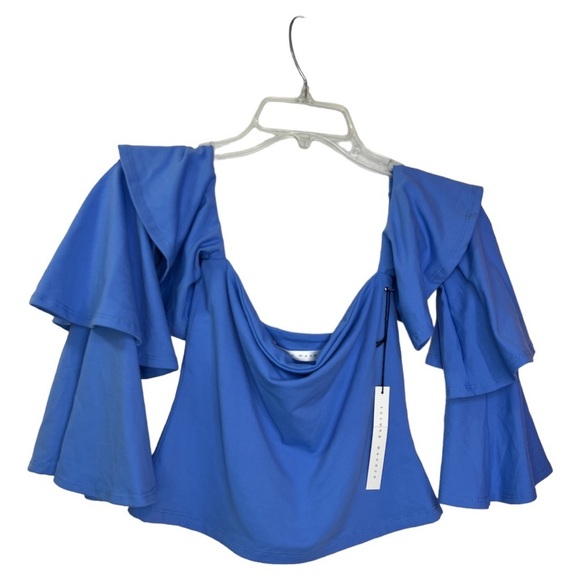 SUSANA MONACO WOMEN’S MAGNOLIA TOP RUFFLE OFF THE SHOULDER  SLEEVE  NWT SZ S - Picture 3 of 7